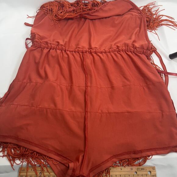 Cami String Halter Romper Jumpsuit Burnt Orange Women's Large Sexy Costume Cute - Picture 7 of 16